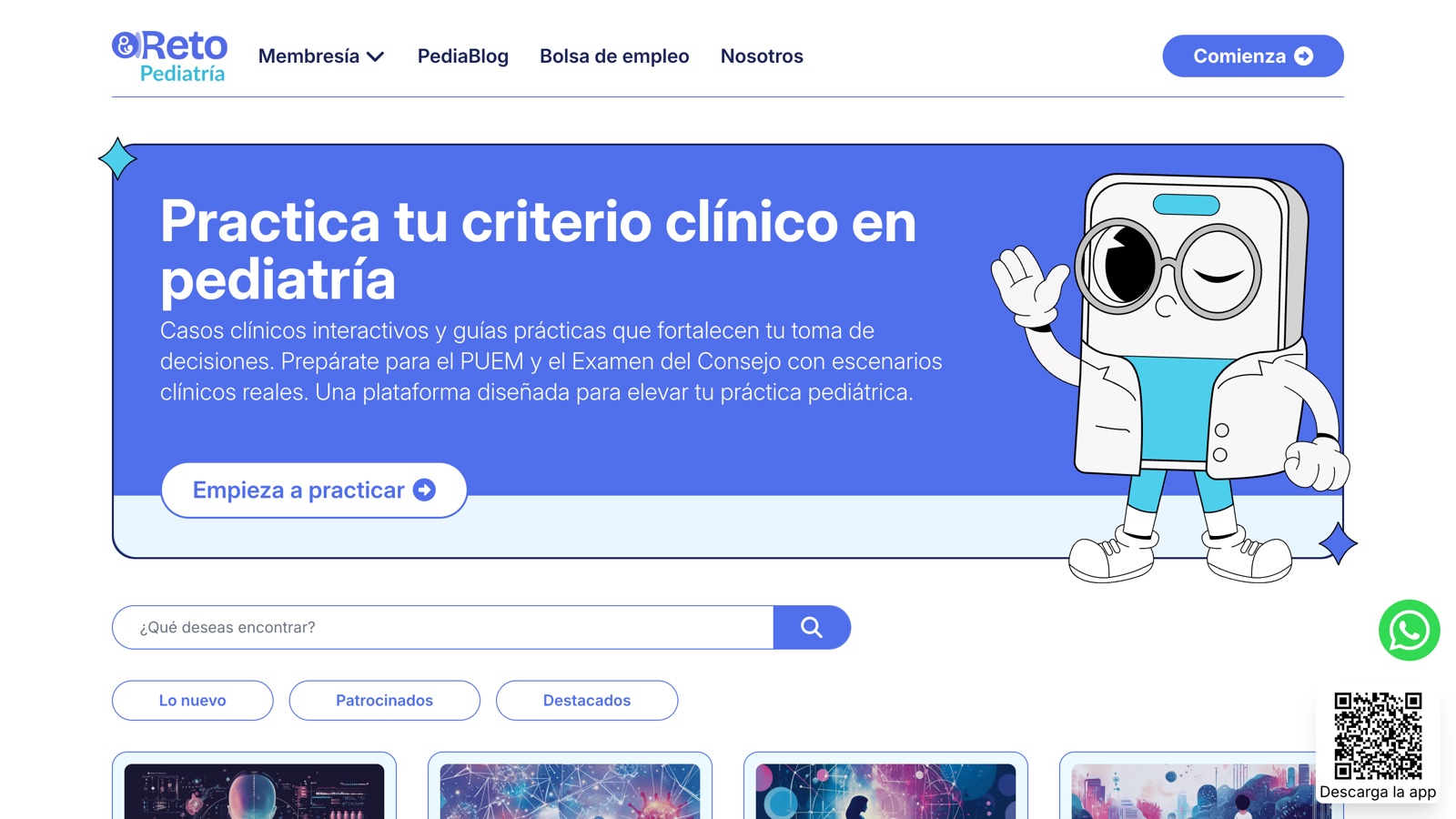 Página de inicio de Reto Pediatría