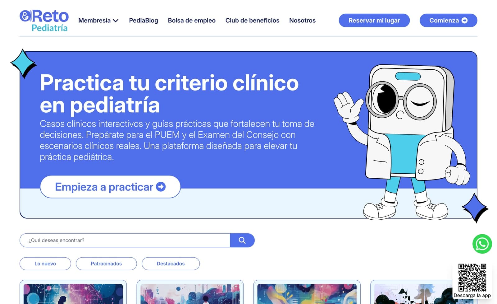 Página de inicio de Reto Pediatría